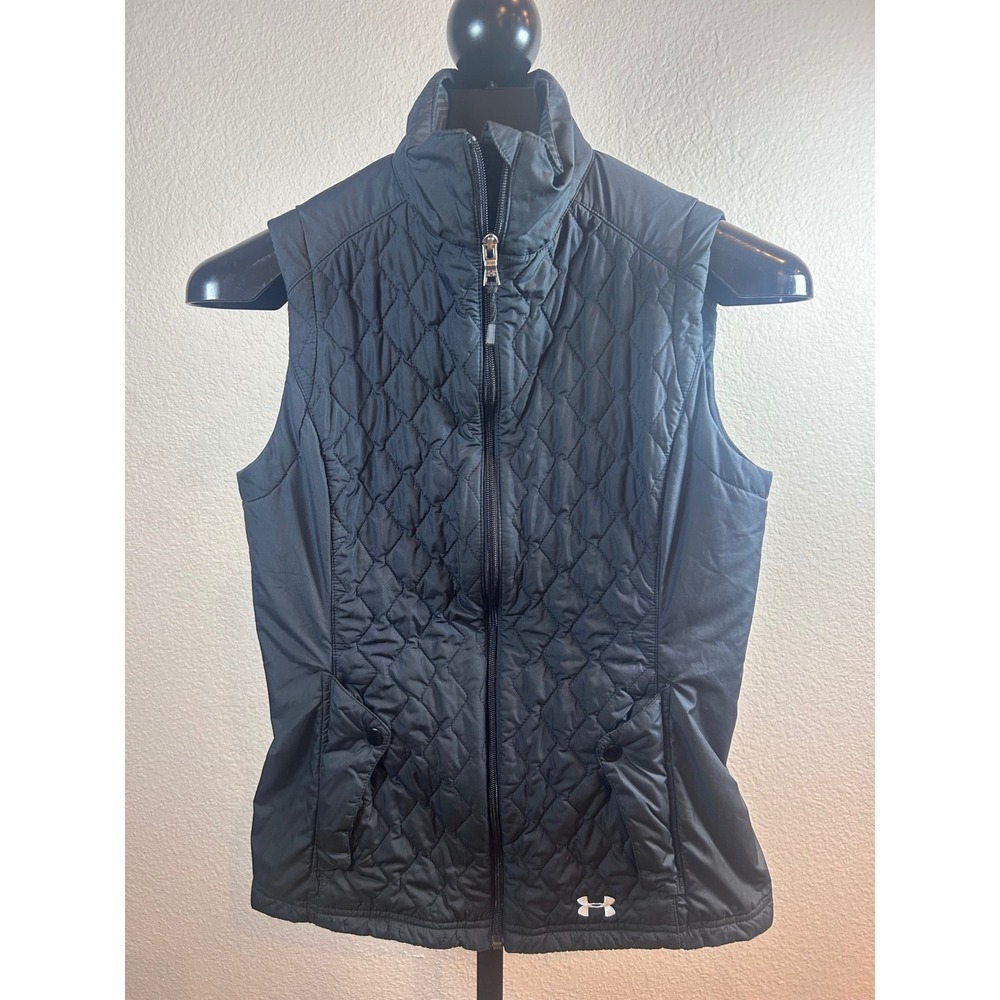 Under Armour ColdGear Infrared Storm Vest Womens Medium Black Quilted Full Zip